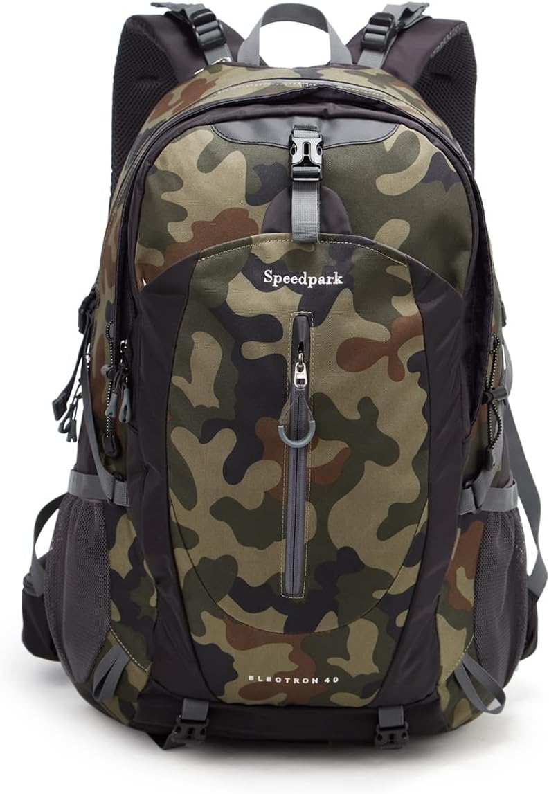 SPEEDPARK Mochila de senderismo impermeable de 40 litros con cubierta para lluvia, mochilas de viaje para senderismo al aire libre para hombres y