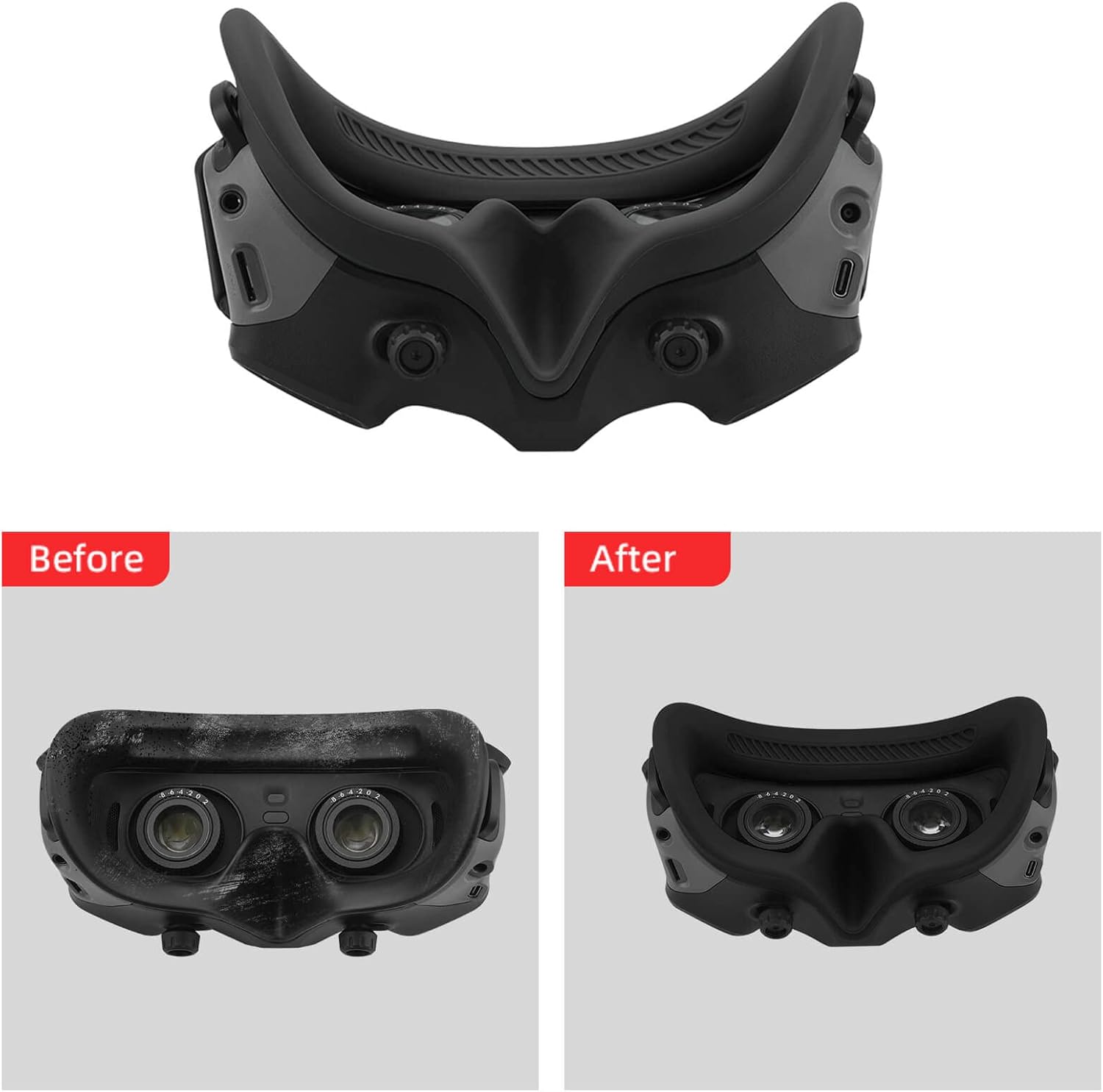 HeiyRC Almohadilla de silicona para gafas DJI AVATA 2 fundas de cojín facial, a prueba de sudor, antideslizante, lavable, accesorios de acolchado