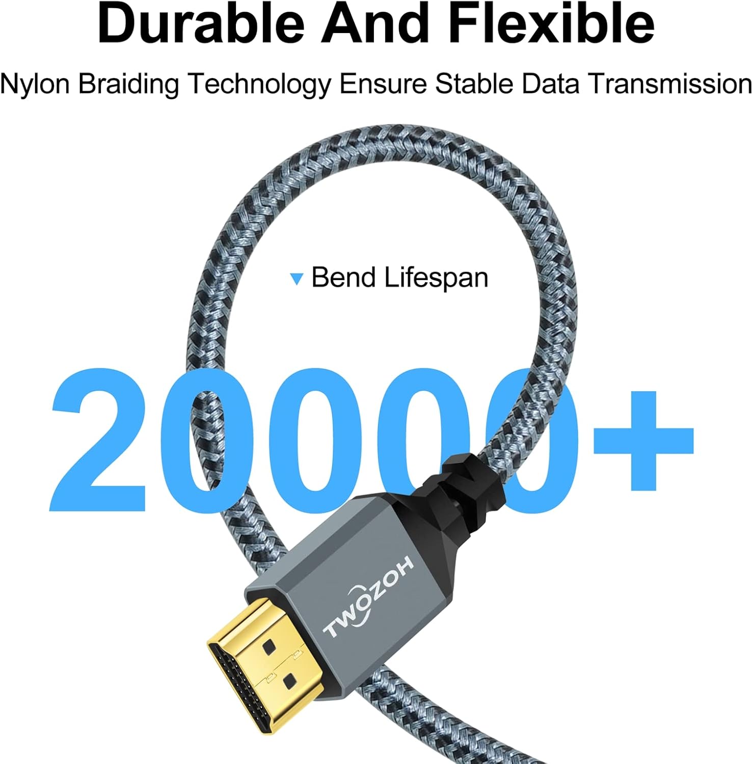 Twozoh Cable HDMI a VGA de 15 pies. Aleación de aluminio Shell Nylon Trenzado y chapado en oro Soporte 1080P60HZ