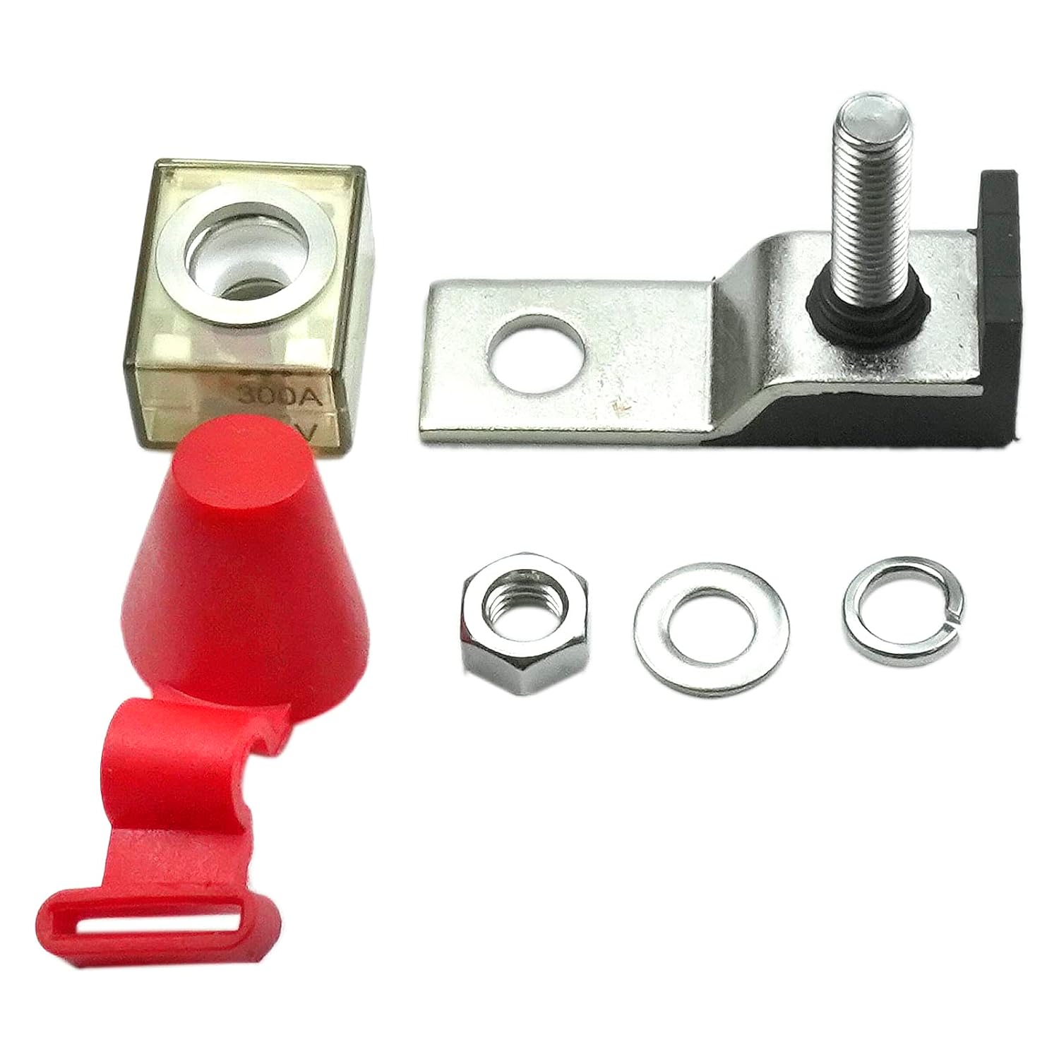 Kit de bloque de fusibles de terminales de fuente de alimentación marina (fusible incluido) 300A 58V DC máximo, solo perno de 516 pulgadas (M8)