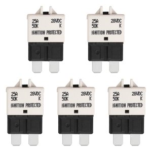 Disyuntor de fusible reiniciable de 25 amperios de perfil bajo ATCATO fusibles 5 paquetes 25A 12V-28V para automóvil, SUV, barco Disyuntor de fusible reiniciable de 25 amperios de perfil bajo ATCATO fusibles 5 paquetes 25A 12V-28V para automóvil, SUV, barco