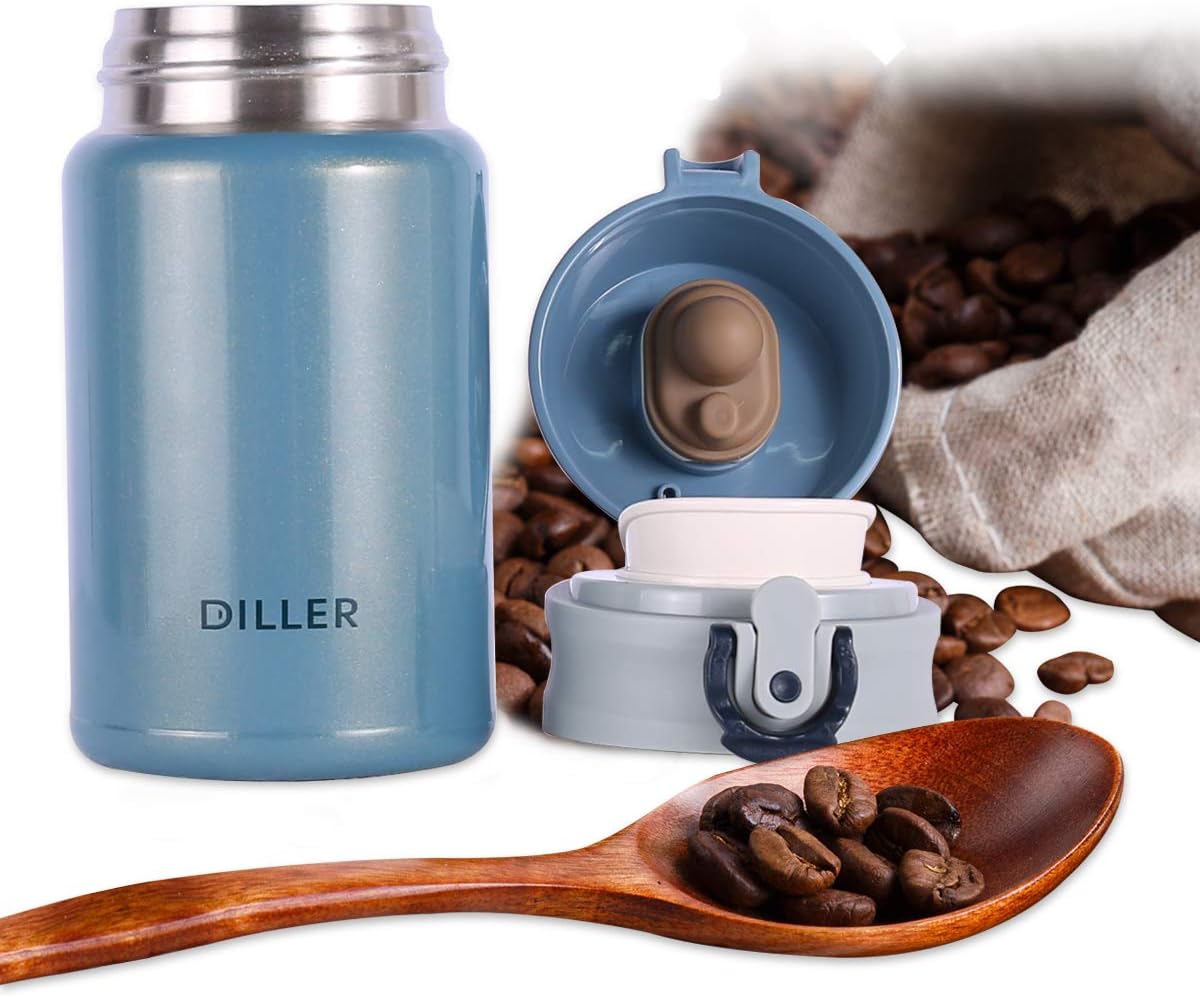 Botella de agua Diller Thermos, botella de acero inoxidable aislada de 10 onzas, a prueba de fugas, ideal para bolso o bolsa de almuerzo para niños,