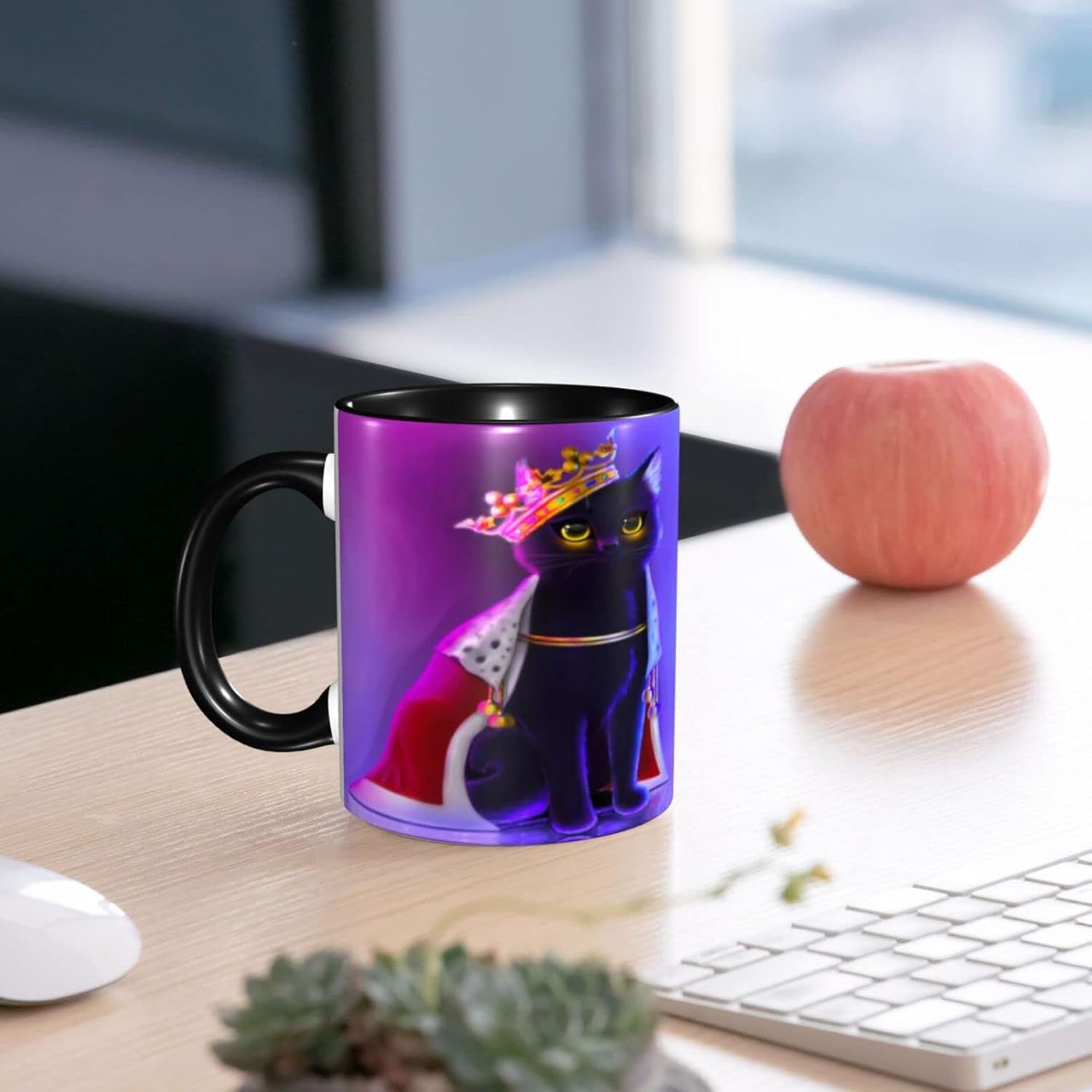 Yamegoun Taza de café con diseño de gato de 11 onzas, taza de té de cerámica, decoración de cocina, apta para microondas, para oficina y hogar,
