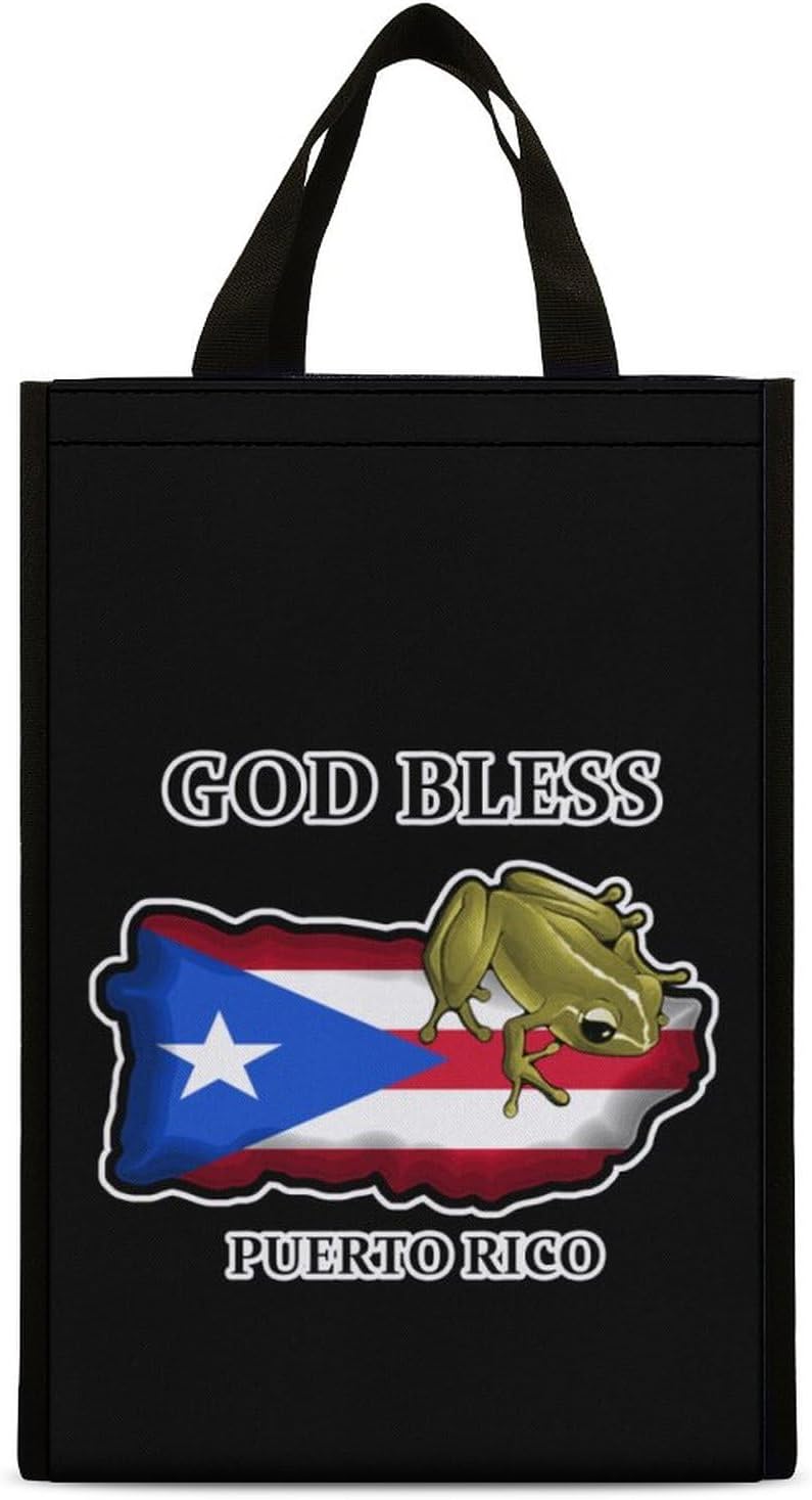 God Bless Puerto Rico – Bolsa de almuerzo aislada plegable, portátil, bolsa de almuerzo para hombres y mujeres