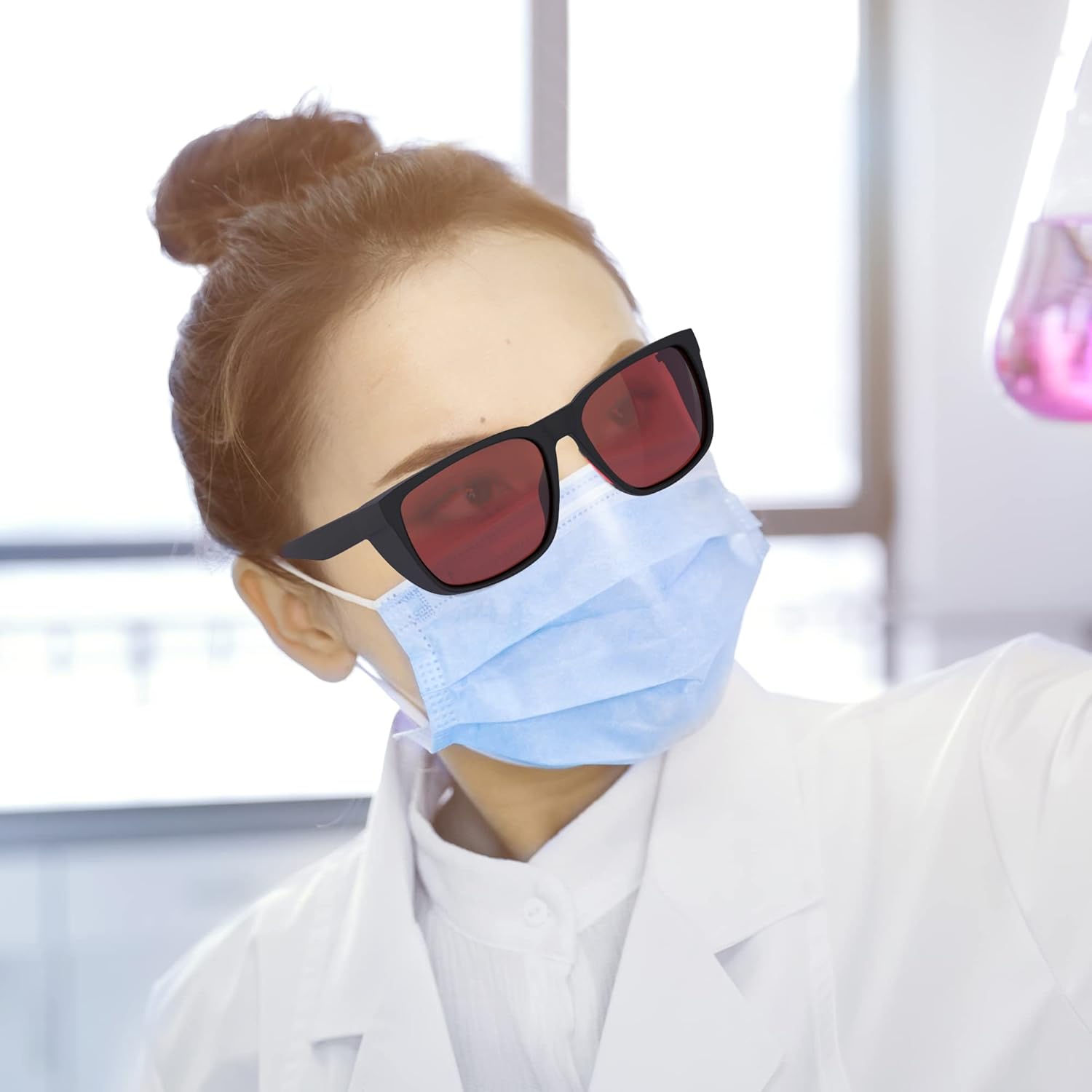 TOREGE Gafas de seguridad, elegantes gafas de seguridad para los ojos, antivaho y resistentes a los arañazos con lentes de luz azul para hombres