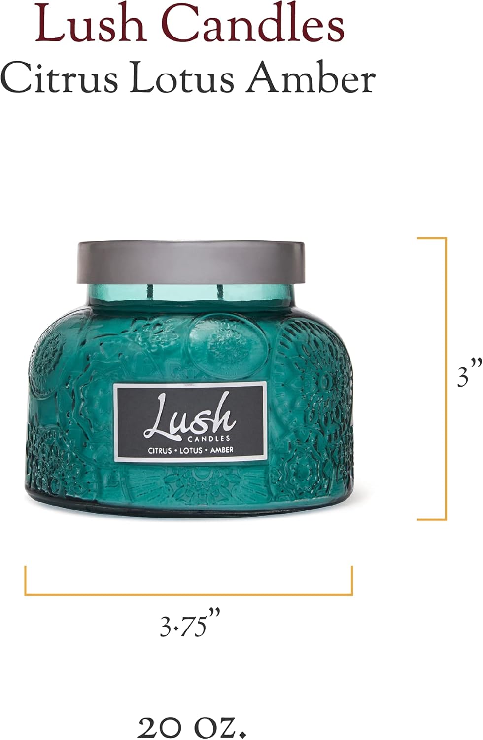 A Cheerful Giver – Citrus Lotus Amber – Tarro de vela perfumado grande de 20 onzas con tapa – Exuberante – 95 horas de tiempo de combustión, regalo