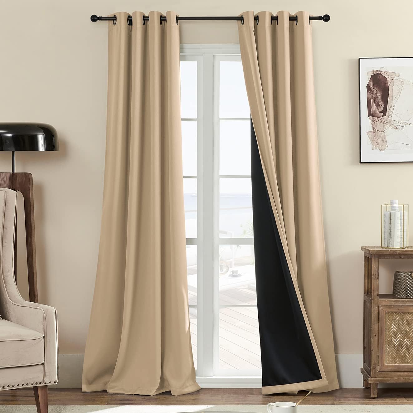 Rutterllow Cortinas 100% opacas, sombra completa de 84 pulgadas de largo, cortinas completas para sala de estar, cortinas con aislamiento térmico
