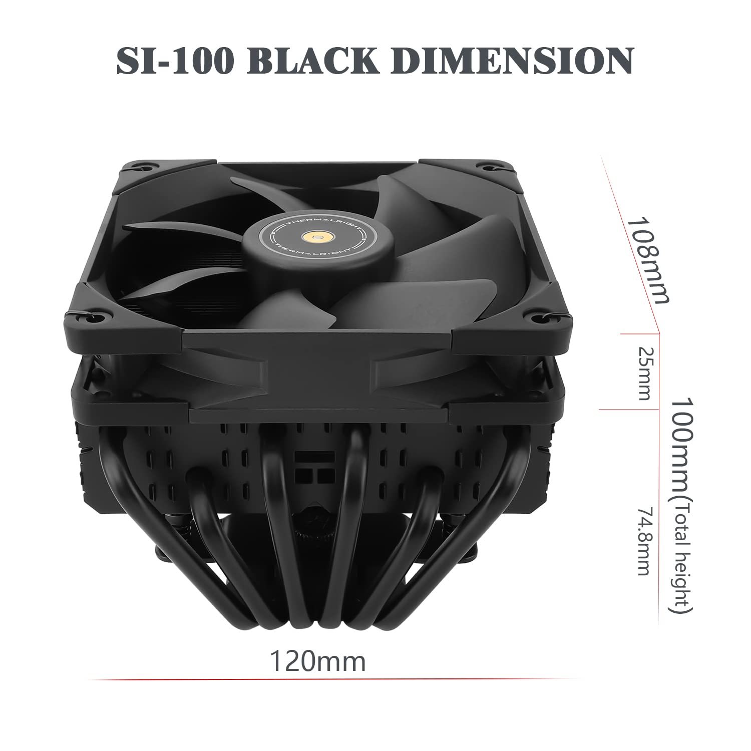 Thermalright Enfriador de aire para CPU SI-100, tubos de calor de 6 × 0.236 in, enfriador de CPU silencioso TL-E12B PWM con rodamiento S-FDB V2.0,