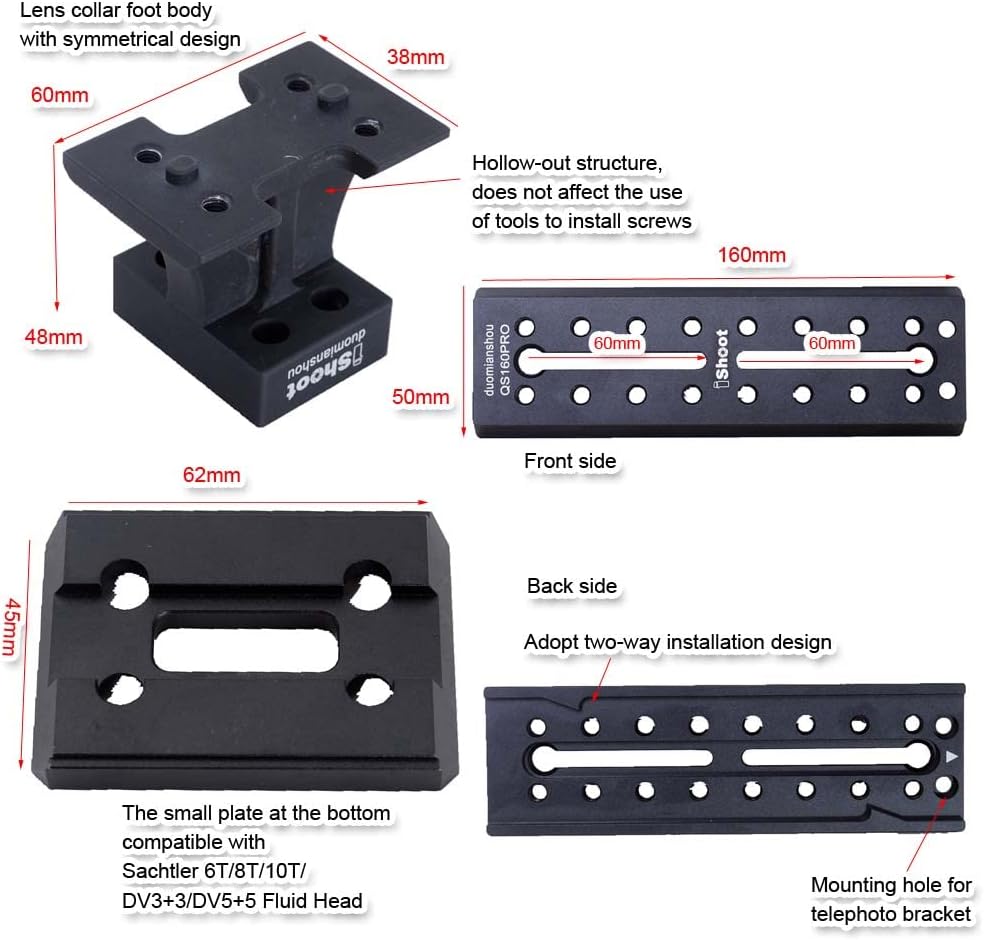 iShoot Soporte de pie para soporte de lente compatible con Nikon Z 15.748in f2.8 TC VR S, Z 23.622in f4 TC VR S, Z 31.496in f6.3 VR S, soporte de