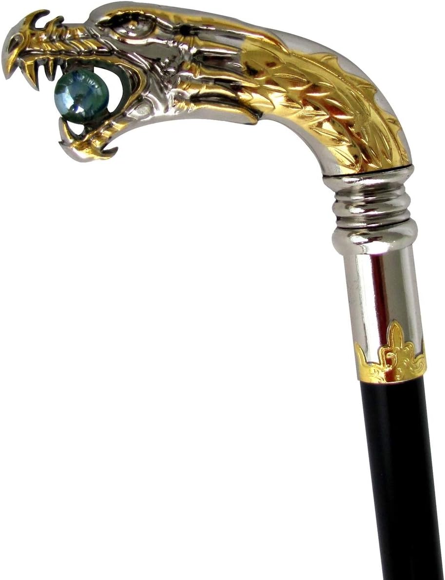 Treasure Gurus – Bastón plateado con cabeza de dragón
