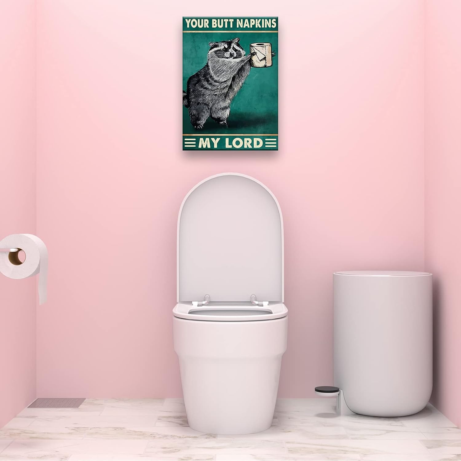 Divertida decoración de baño con la servilleta de mi manteca de cerdo, mapache de animales, impresiones artísticas de pared, cuadros contemporáneos,
