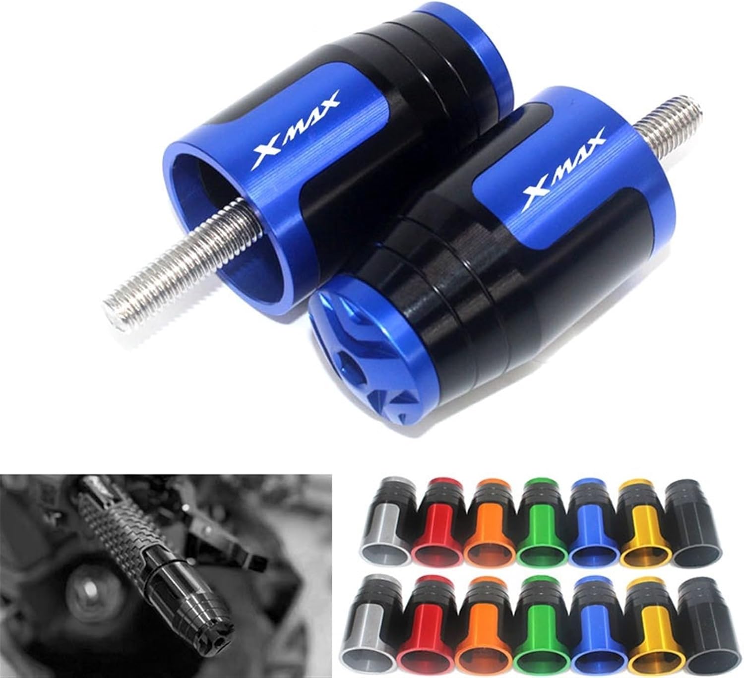 for YAMAHA Xmax X-MAX 125 250 300 400 XMAX125 XMAX250 XMAX300 78″ 22mm Motorcycle Handlebar Grips End Handle Bar Cap End Plug