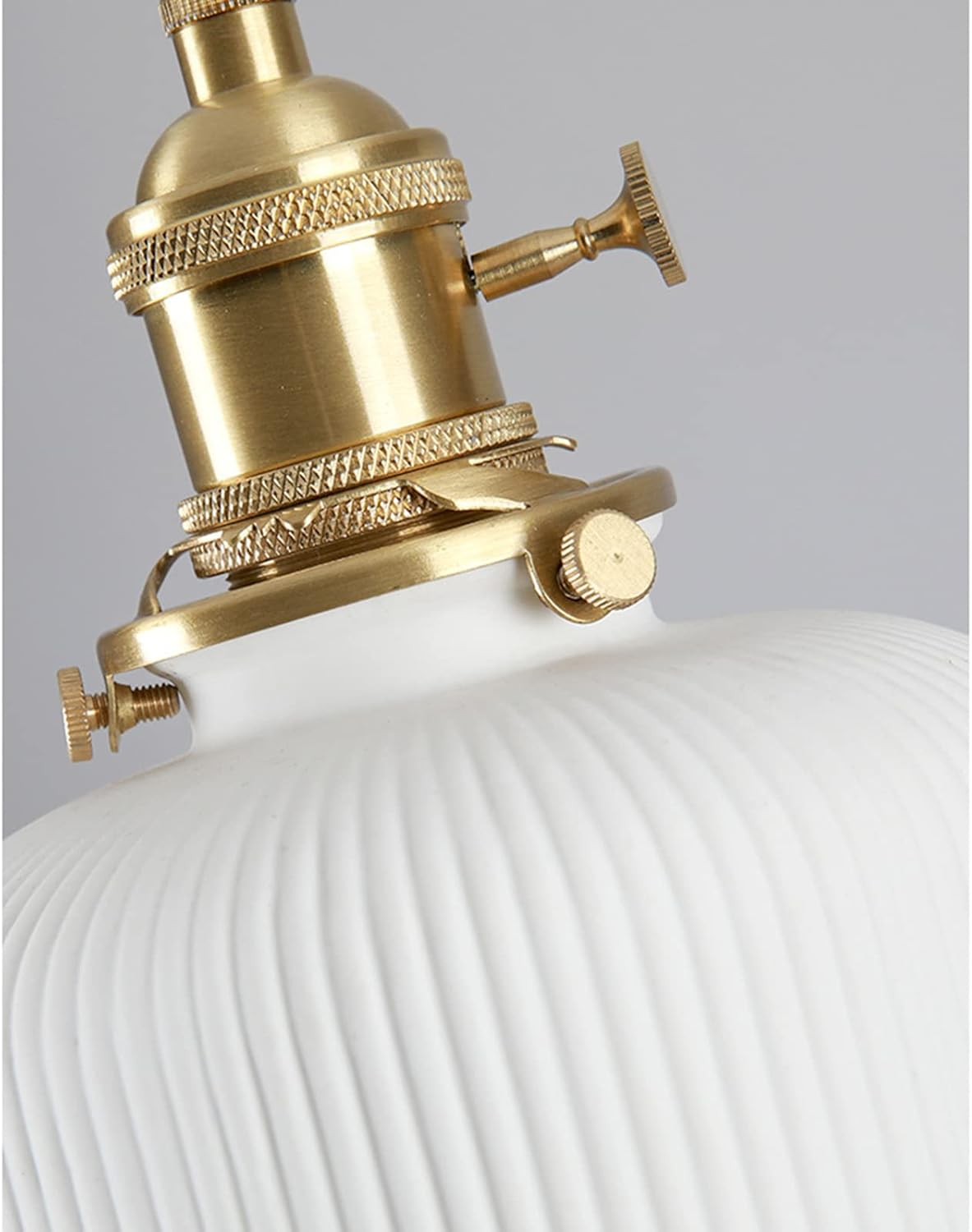 Lámpara colgante de cerámica festoneada blanca Fixtrues Interruptor de latón Lámpara de techo colgante para isla de cocina (E)