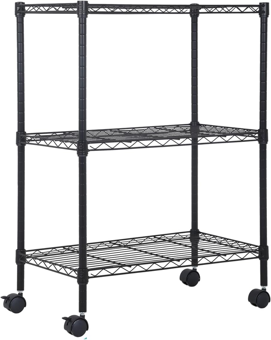 Dlewmsyic Estantería pequeña de alambre de 3 niveles, estantes de metal para almacenamiento, estantería independiente, estante de alambre de 23