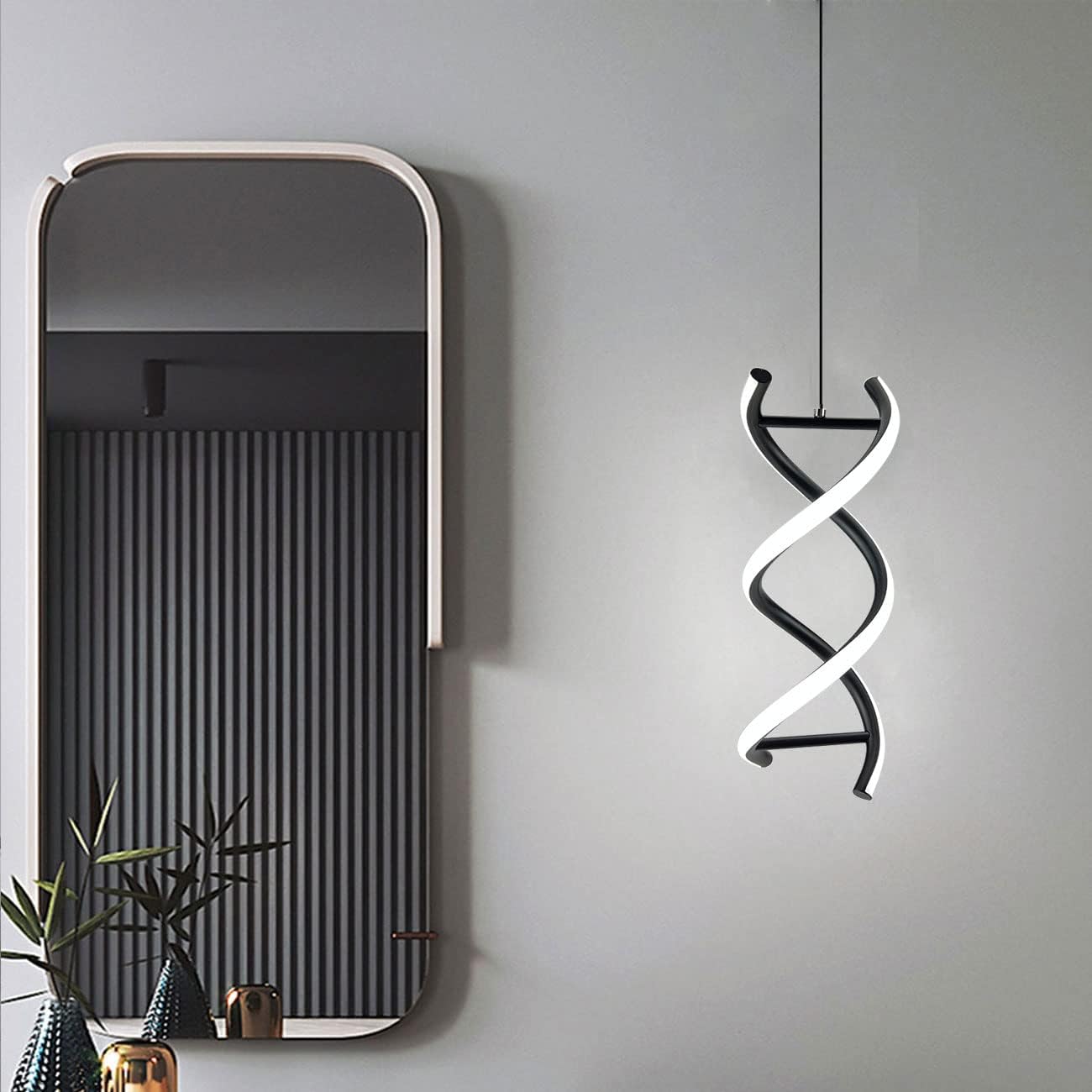 CANEOE Lámpara colgante LED en espiral, luz blanca fría de 15 W, moderna lámpara colgante LED integrada, lámpara de isla ajustable para sala de