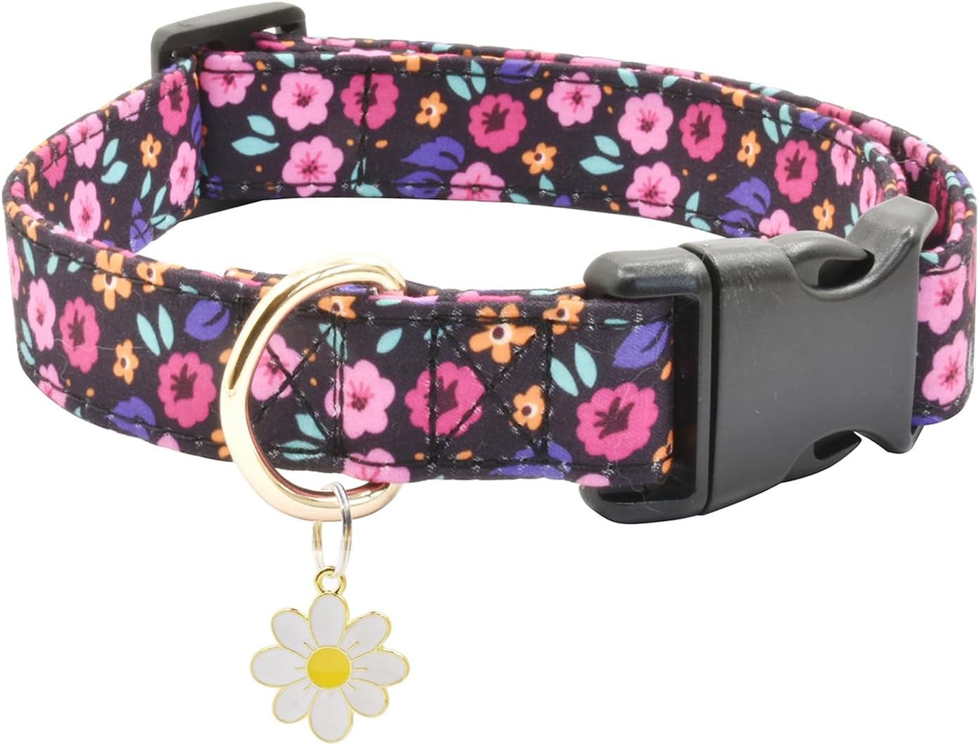 Lindo collar de algodón para perro, patrones de flores, collares suaves y ajustables para cachorros, para hembras pequeñas, medianas y grandes, con