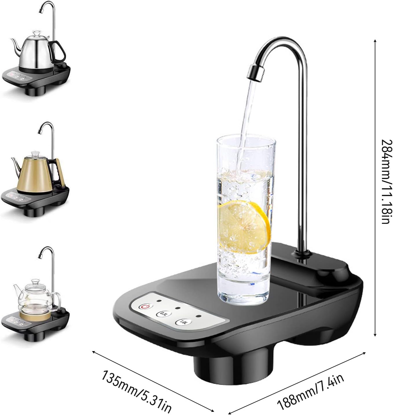 Bomba dispensadora de agua de 5 galones, bomba dispensadora de agua potable, botellas de agua de 3.8-18.9L, recargable por USB, eléctrico,