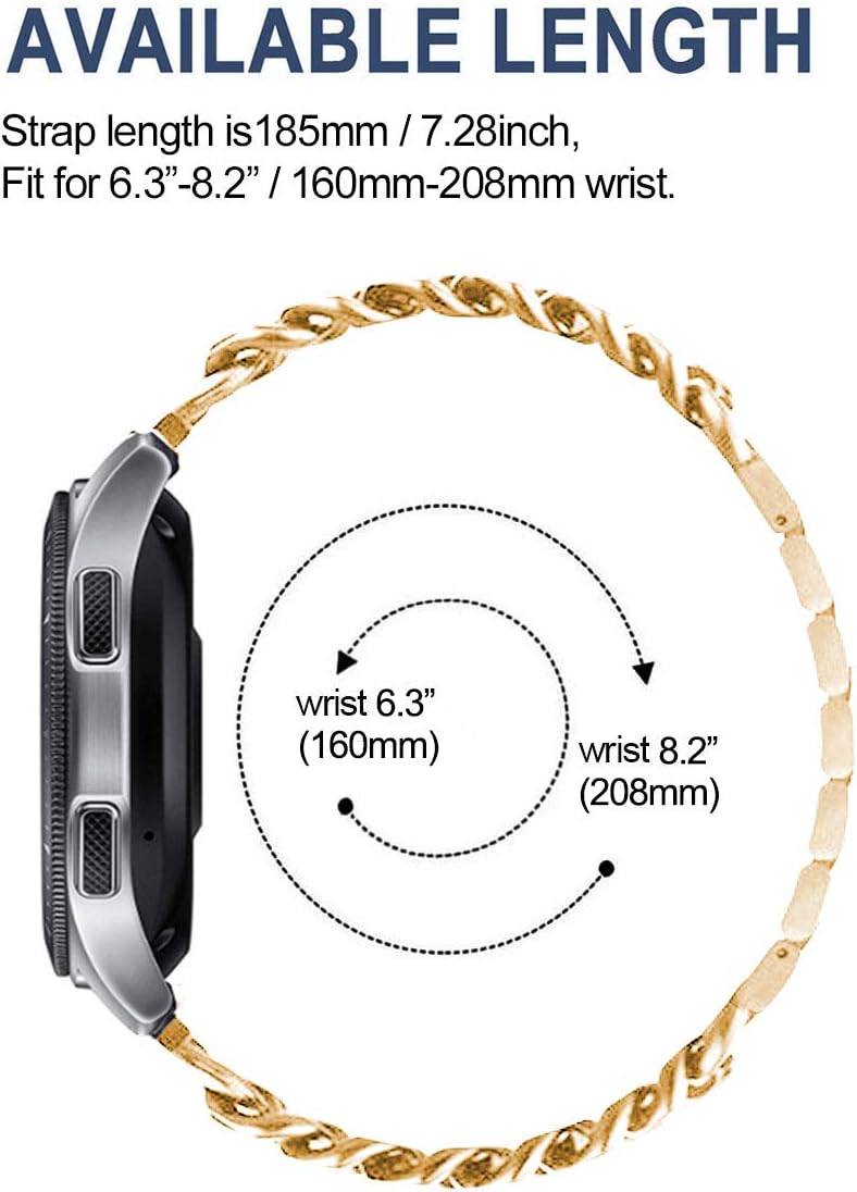 Correas compatibles con Galaxy Watch de 1.811in, correa de cadena de metal de acero inoxidable de 0.866in, repuesto para Samsung Gear S3