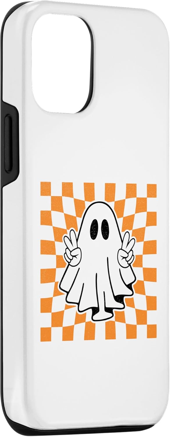 Funda divertida para disfraz de Halloween a cuadros de fantasma para iPhone 13 Pro