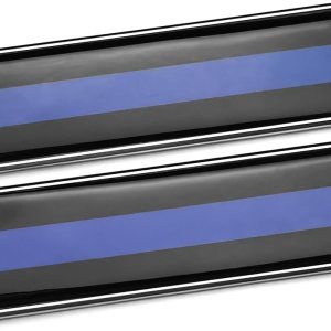 Un par de calcomanías adhesivas de metal 3D de línea azul delgada para automóvil universal para oficina en casa 4.114 * 1.181 in Un par de calcomanías adhesivas de metal 3D de línea azul delgada para automóvil universal para oficina en casa 4.114 * 1.181 in