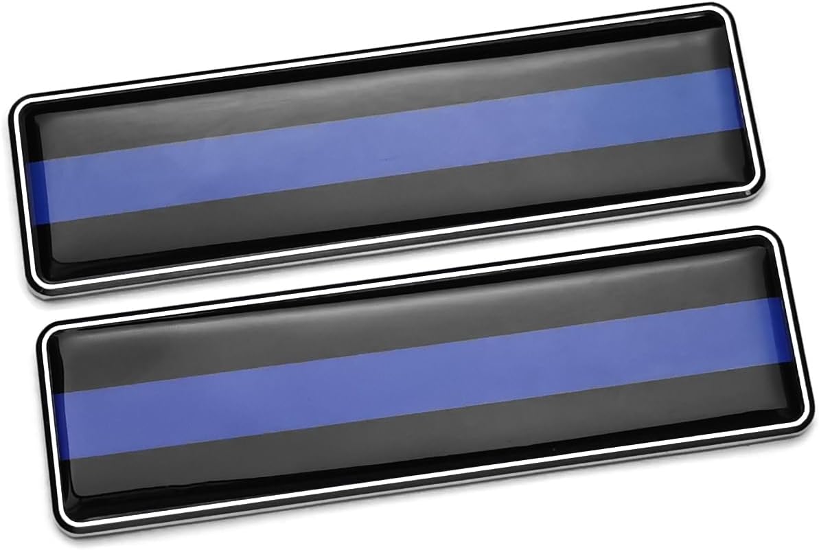 Un par de calcomanías adhesivas de metal 3D de línea azul delgada para automóvil universal para oficina en casa 4.114 * 1.181 in