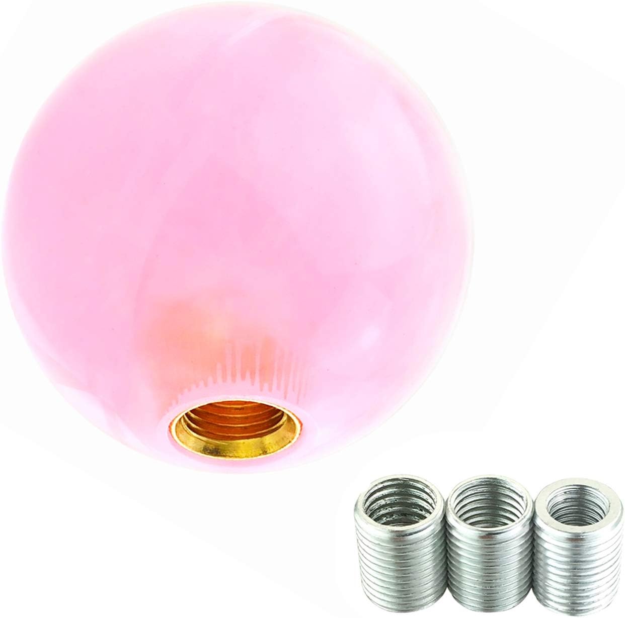 Abfer Pomo de palanca de cambios de bola redonda para palanca de cambios de coche, color rosa, reemplazo de palanca de cambios para la mayoría de