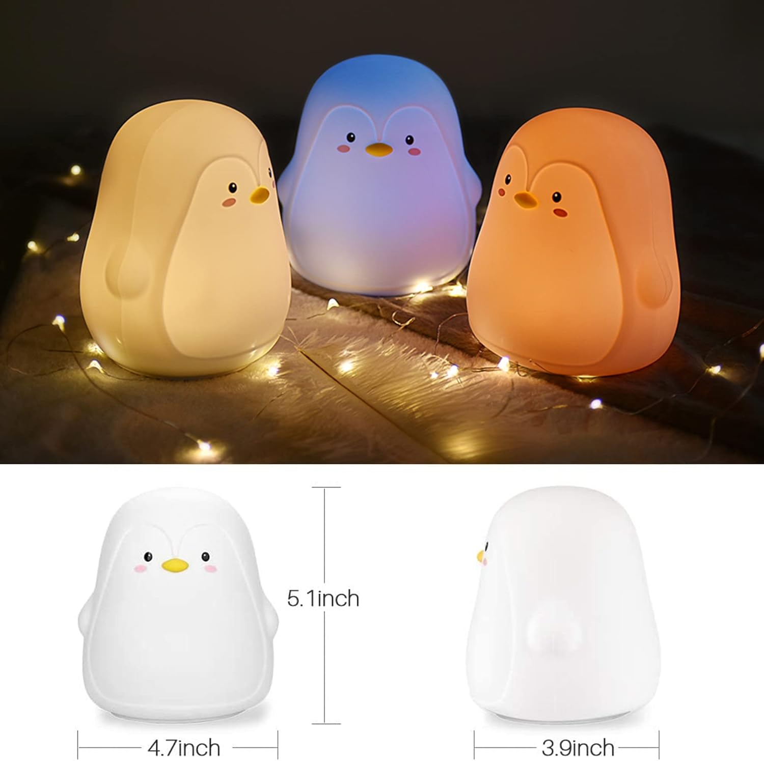 TriPro Penguin – Lámpara de silicona para decoración de habitación de bebé, niños, niñas, niños pequeños, adolescentes