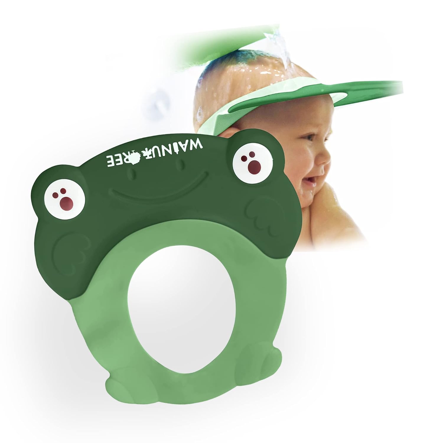 Visera de baño para niños pequeños  Gorro de ducha con protección de enjuague de agua  Tapa suave sin fugas recomendado para niños de 1 año (verde
