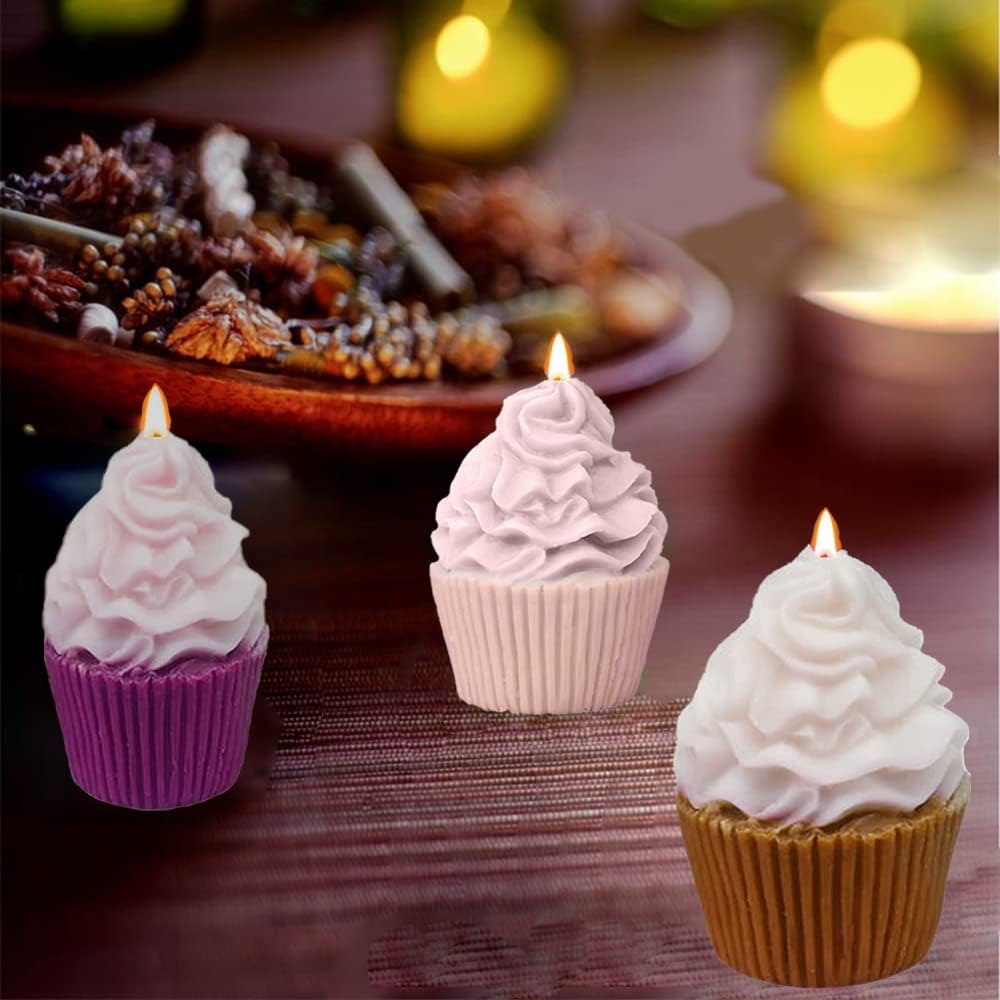 Moldes de jabón de silicona para cupcakes de helado en 3D, moldes de vela en forma de cono de helado, moldes de arcilla, moldes de vela de silicona