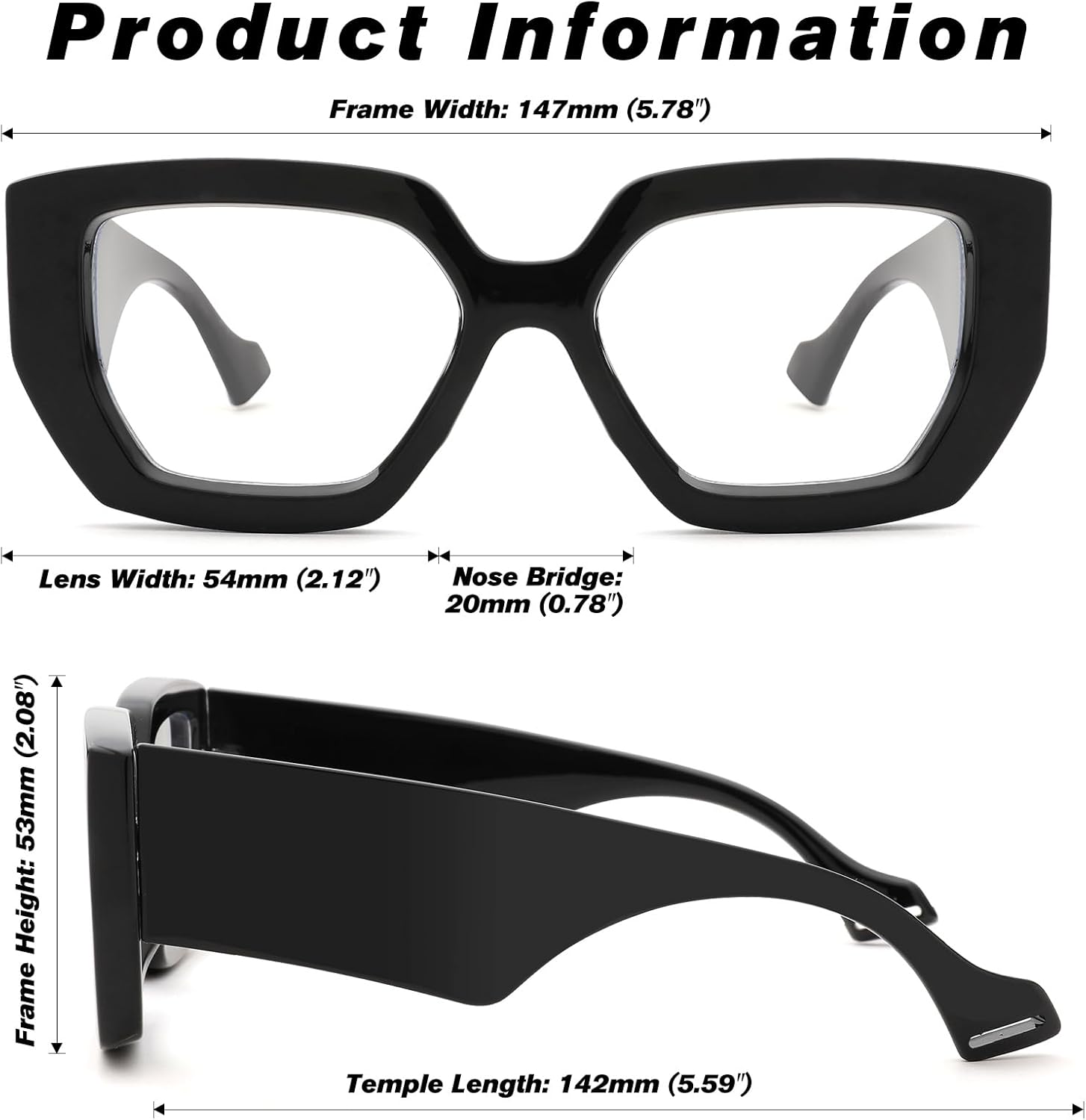 COASION Gafas de luz azul con marco grueso para mujeres y hombres, lindos anteojos cuadrados de gran tamaño para computadora sin receta