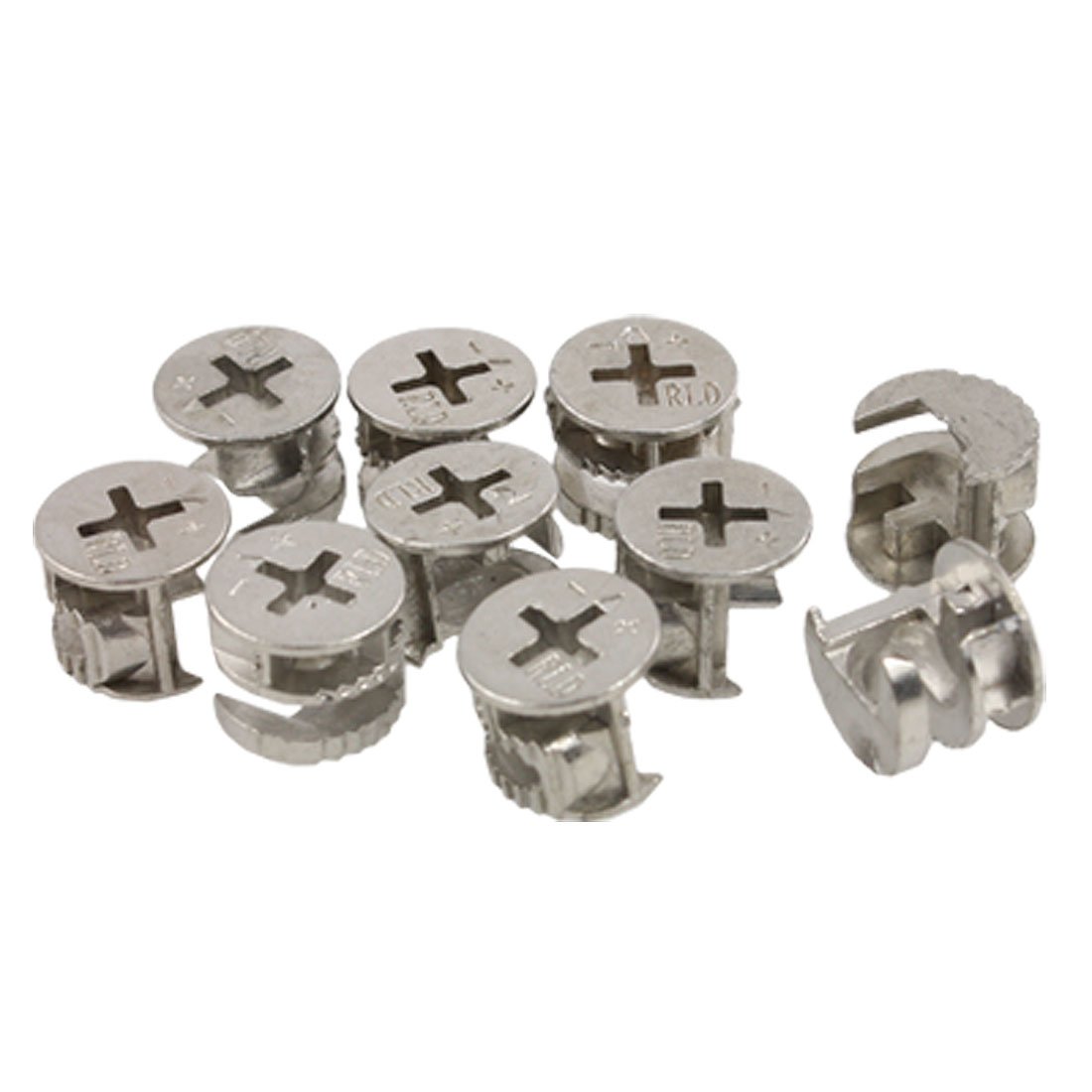 uxcell 10 piezas de accesorios de bloqueo de leva para muebles de 0.567 in x 0.461 in para armario, cajón, aparador y armario, conexión de paneles