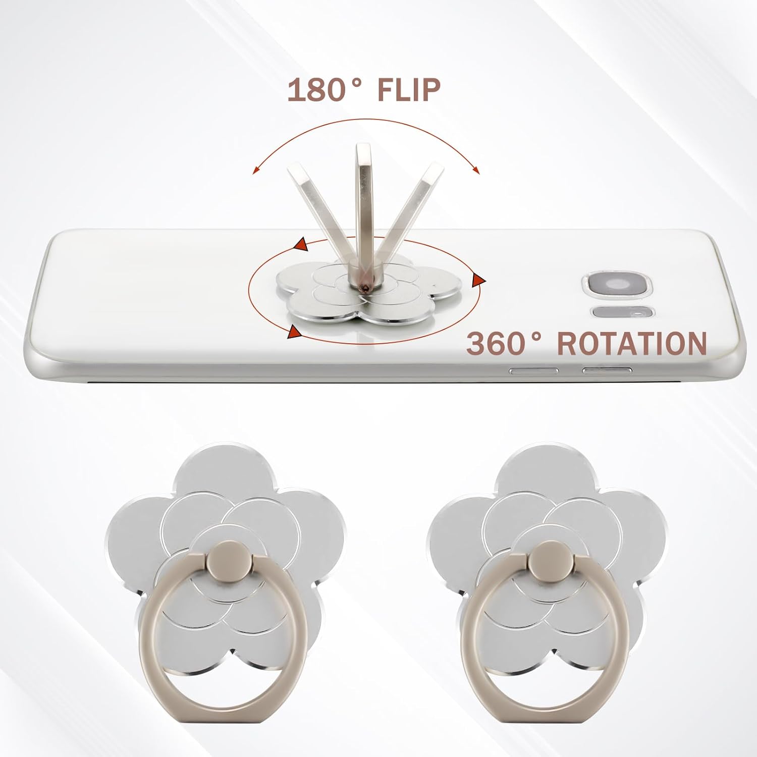 Sibba 2 soportes para anillo de teléfono, soporte de anillo de dedo de flor para teléfono celular, accesorios universales compatibles con teléfono