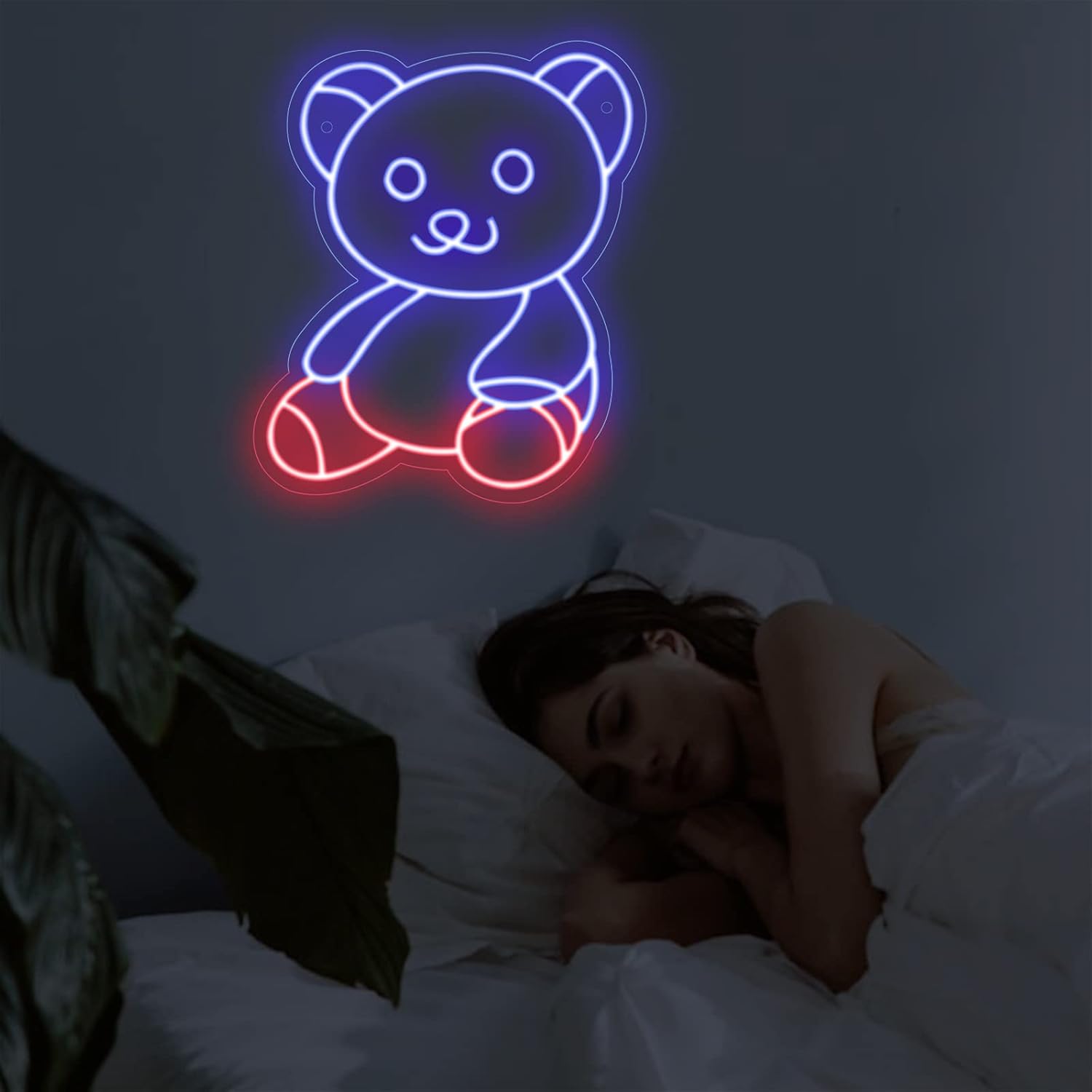 ENSHUI Bonito letrero de neón de oso para decoración de pared, luces de neón para dormitorio, alimentada por USB, lámpara de oso, sala de estar,
