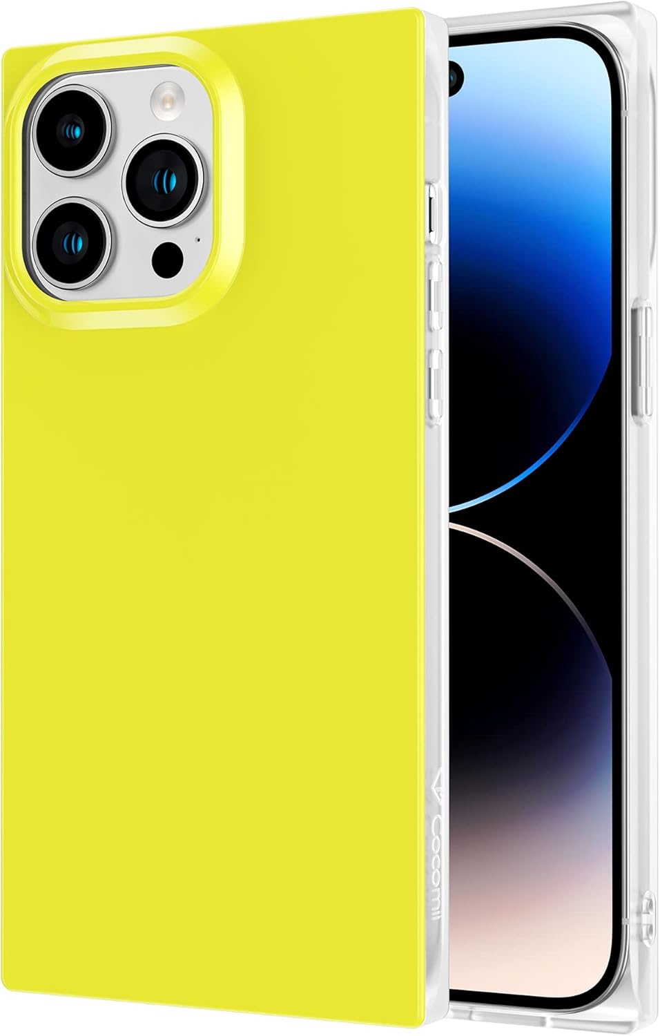 Cocomii Funda cuadrada para iPhone 13 Pro, color liso neón cuadrado, delgada, ligera, brillante, color sólido fluorescente, funda estética de lujo