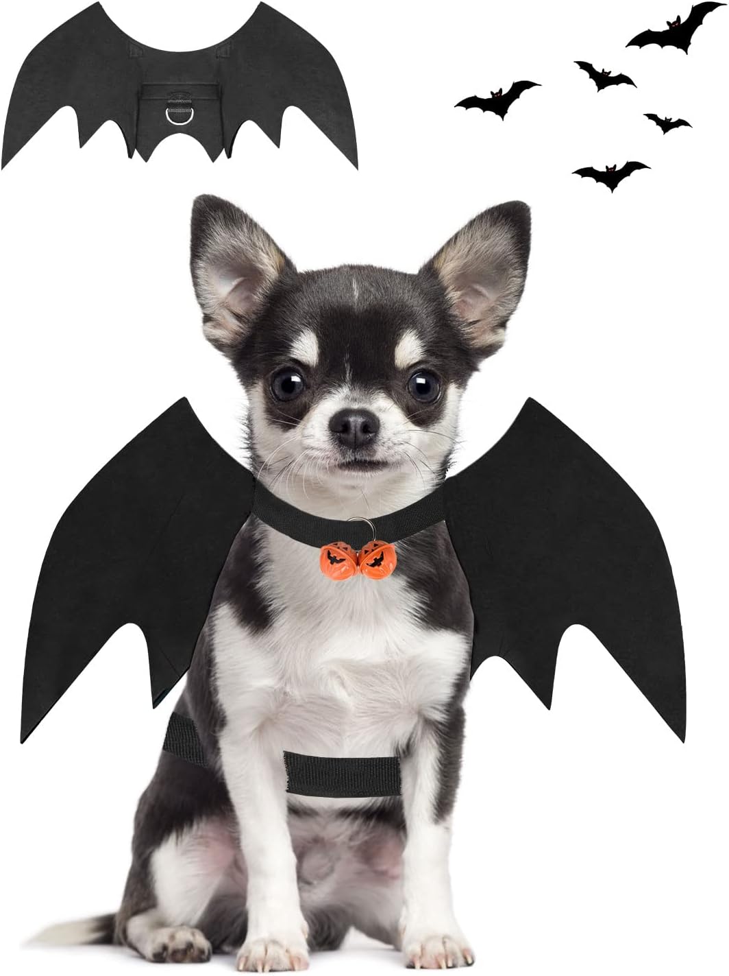 Disfraz de Halloween para perro, alas de murciélago para mascotas, disfraz de fiesta de cosplay de Halloween para perros pequeños y gatos (S), color