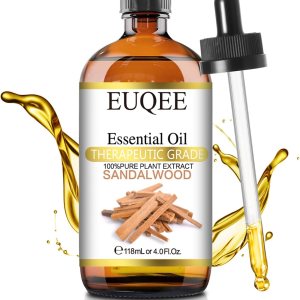 EUQEE Sandalwood Essential Oil(4 oz118 ml) Sandalwood Oil Oil with Glass Dropper, Great for Diffusers, Soap & Candle Making EUQEE Sandalwood Essential Oil(4 oz118 ml) Sandalwood Oil Oil with Glass Dropper, Great for Diffusers, Soap & Candle Making