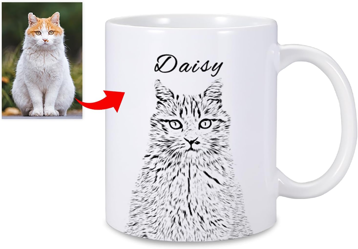 Taza de café personalizada, Taza personalizada de retratos de mascotas, Taza personalizada para mascotas con nombre de foto de mascota, Taza
