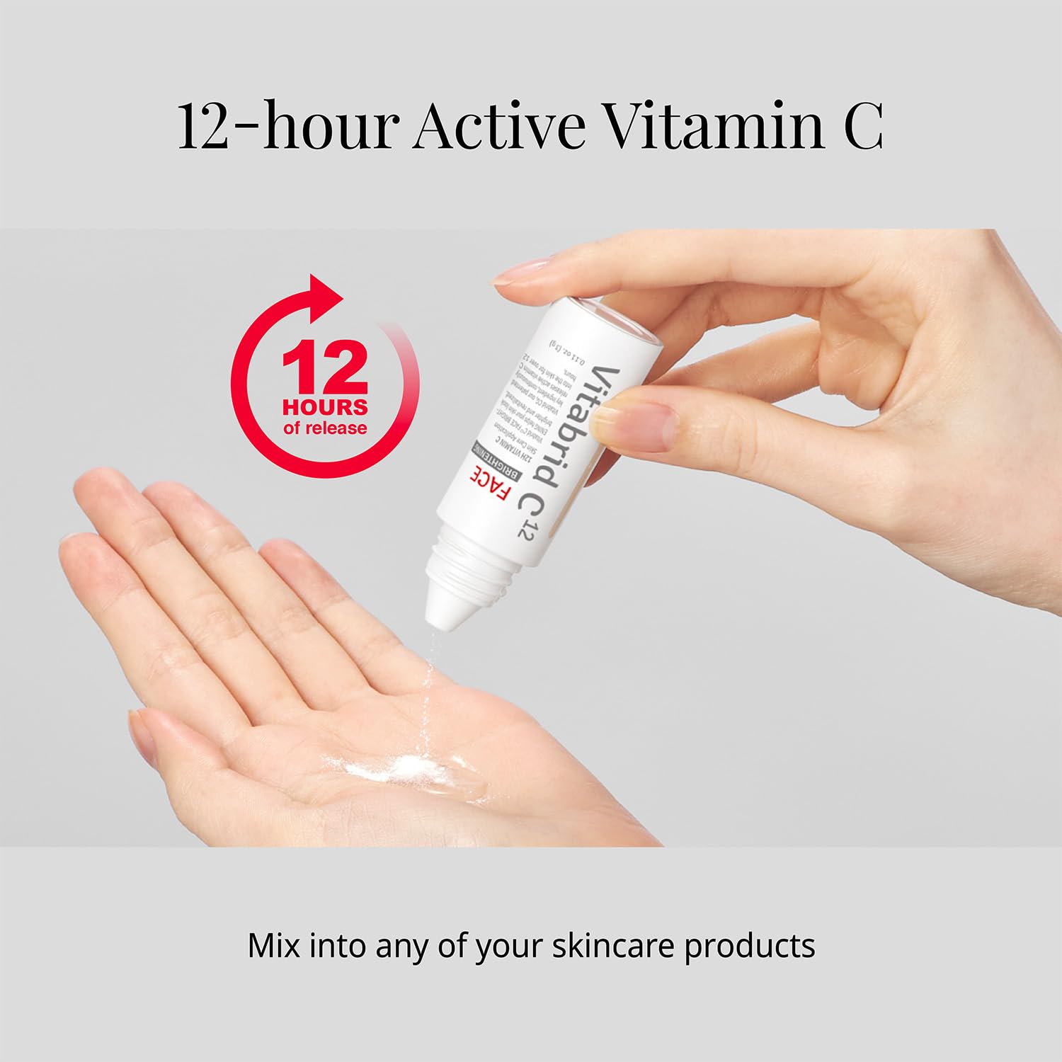 Polvo iluminador facial con vitamina C para el rostro con niacinamida  Vit C cristalizado activo de 12 horas para el cuidado de la piel, tono de