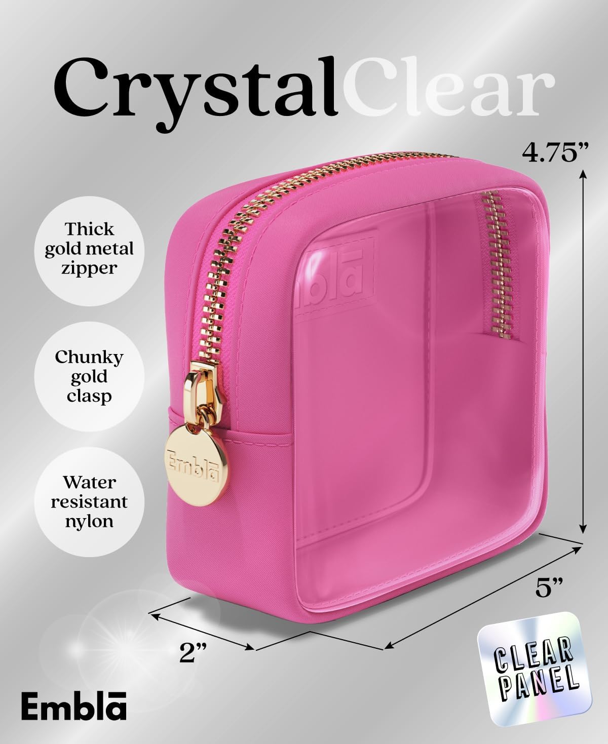 Embla Bolsa de maquillaje transparente para mujer, bolsa de cosméticos transparente, bolsas de cosméticos con cremallera, lindas bolsas de nailon