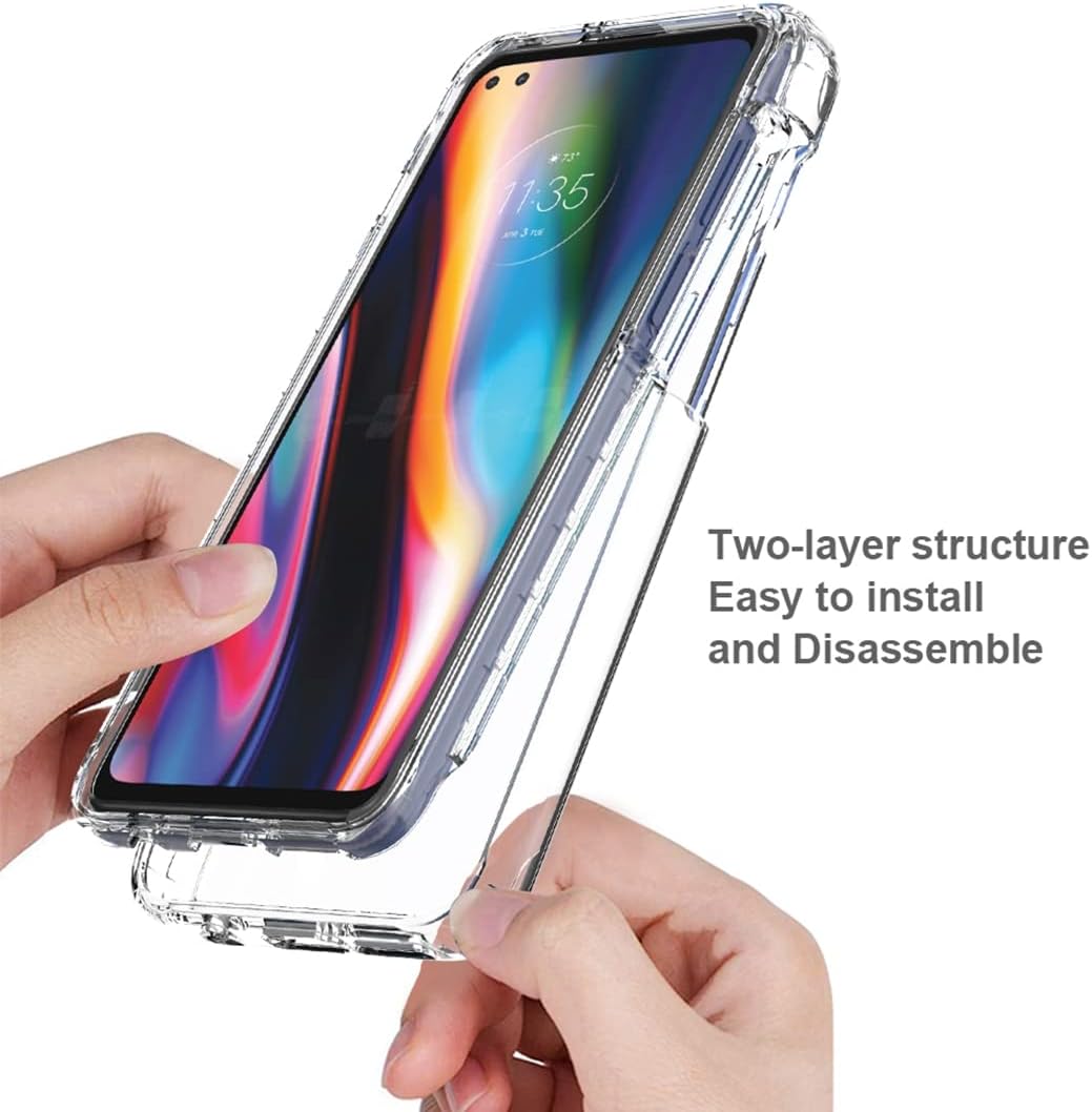 Funda para Moto G 5G PlusOne 5G UW XT2075 con protector de pantalla de vidrio templado, carcasa protectora de cuerpo completo transparente de