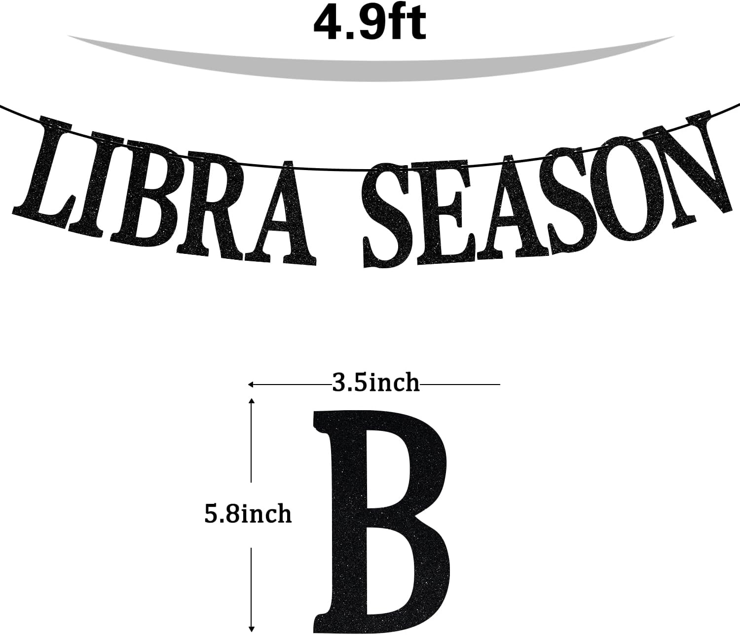 Cartel negro de la temporada de Libra con purpurina, 12 constelaciones del zodiaco Libra, horóscopo, decoración de fiesta de cumpleaños de