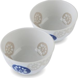 Mino Ware Renkon – Juego de 2 cuencos de arroz ligeros, cuencos para cereales, color azul, 9 onzas líquidas, 5 pulgadas Mino Ware Renkon – Juego de 2 cuencos de arroz ligeros, cuencos para cereales, color azul, 9 onzas líquidas, 5 pulgadas