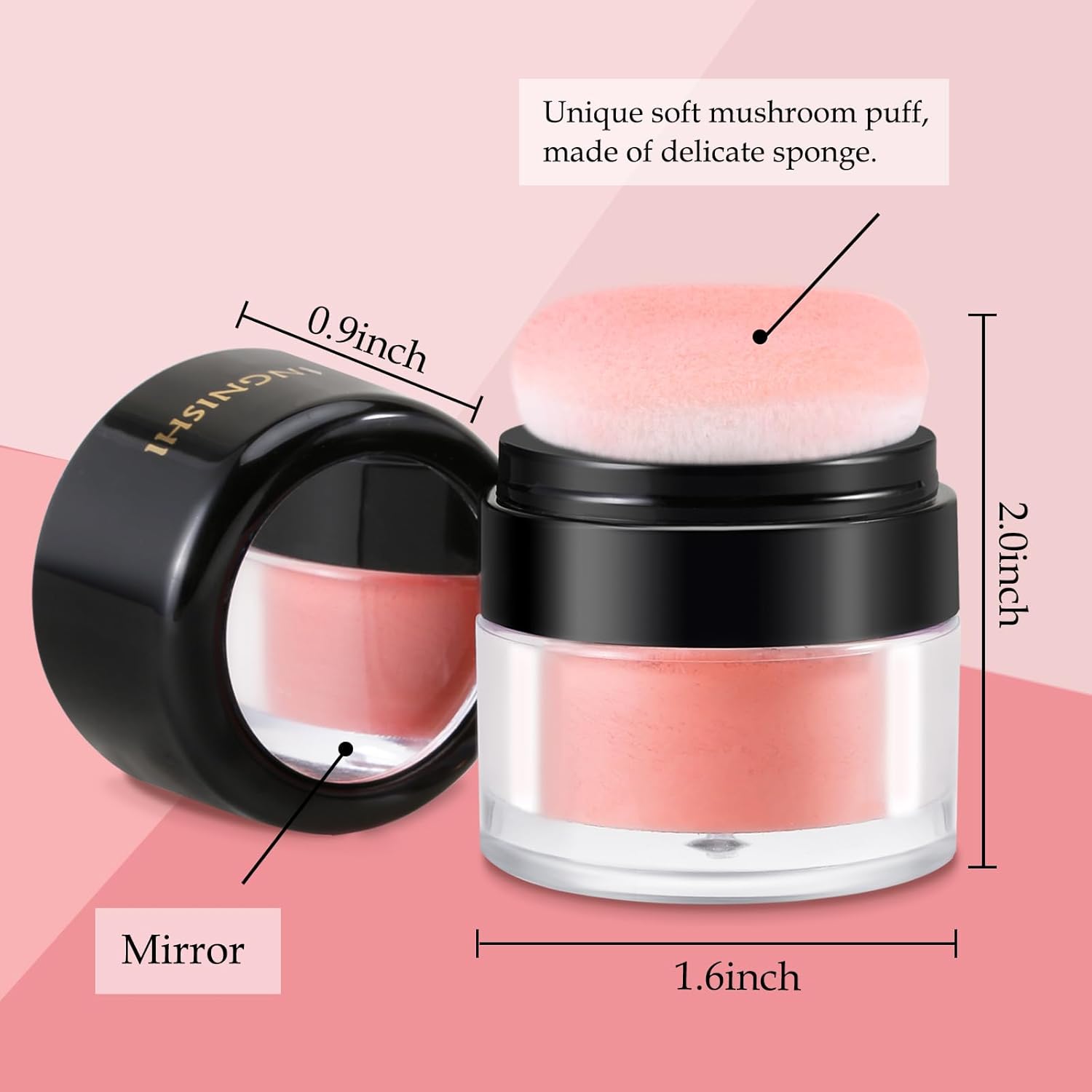 Boobeen Rubor suelto en polvo con cojín de aire, rubor natural mate para mejillas, maquillaje de rubor altamente pigmentado, fácil de mezclar, rubor