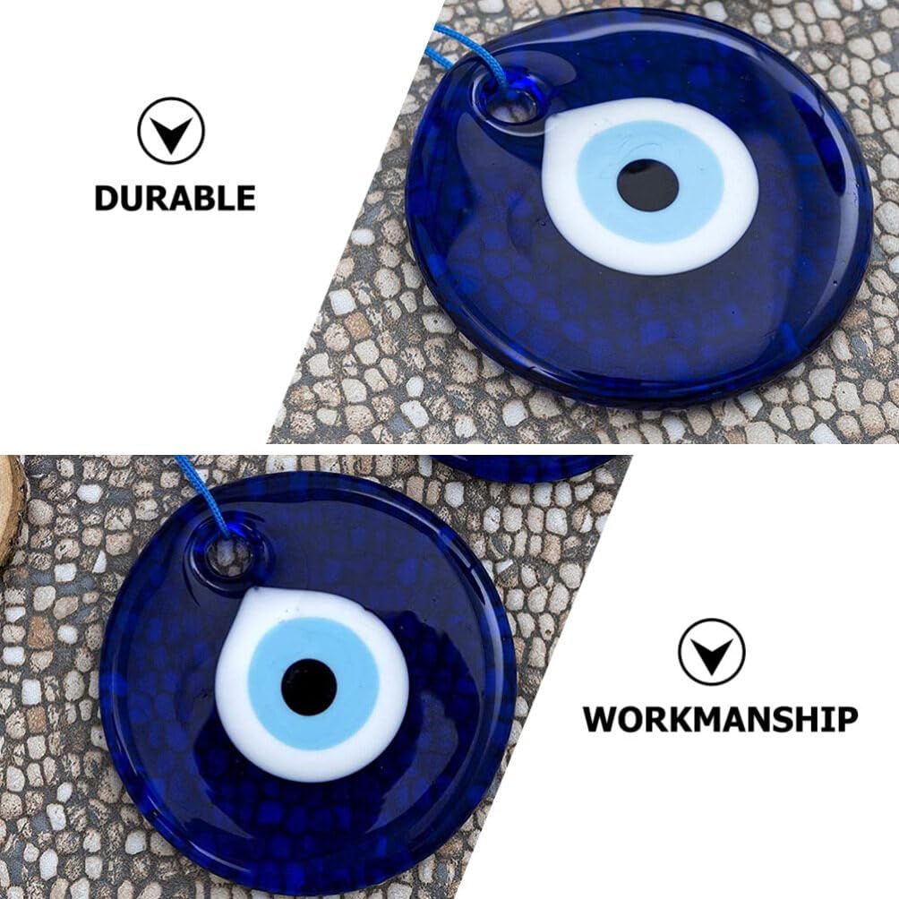 Adorno colgante de ojo azul turco para colgar en la pared, 2 piezas con protección de cuerda, amuleto de buena suerte, amuleto para colgar en la