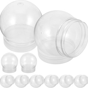 Globo de nieve de plástico, 10 unidades, globo de agua de plástico transparente de 4 pulgadas, globo de nieve transparente con tapa de rosca para Globo de nieve de plástico, 10 unidades, globo de agua de plástico transparente de 4 pulgadas, globo de nieve transparente con tapa de rosca para