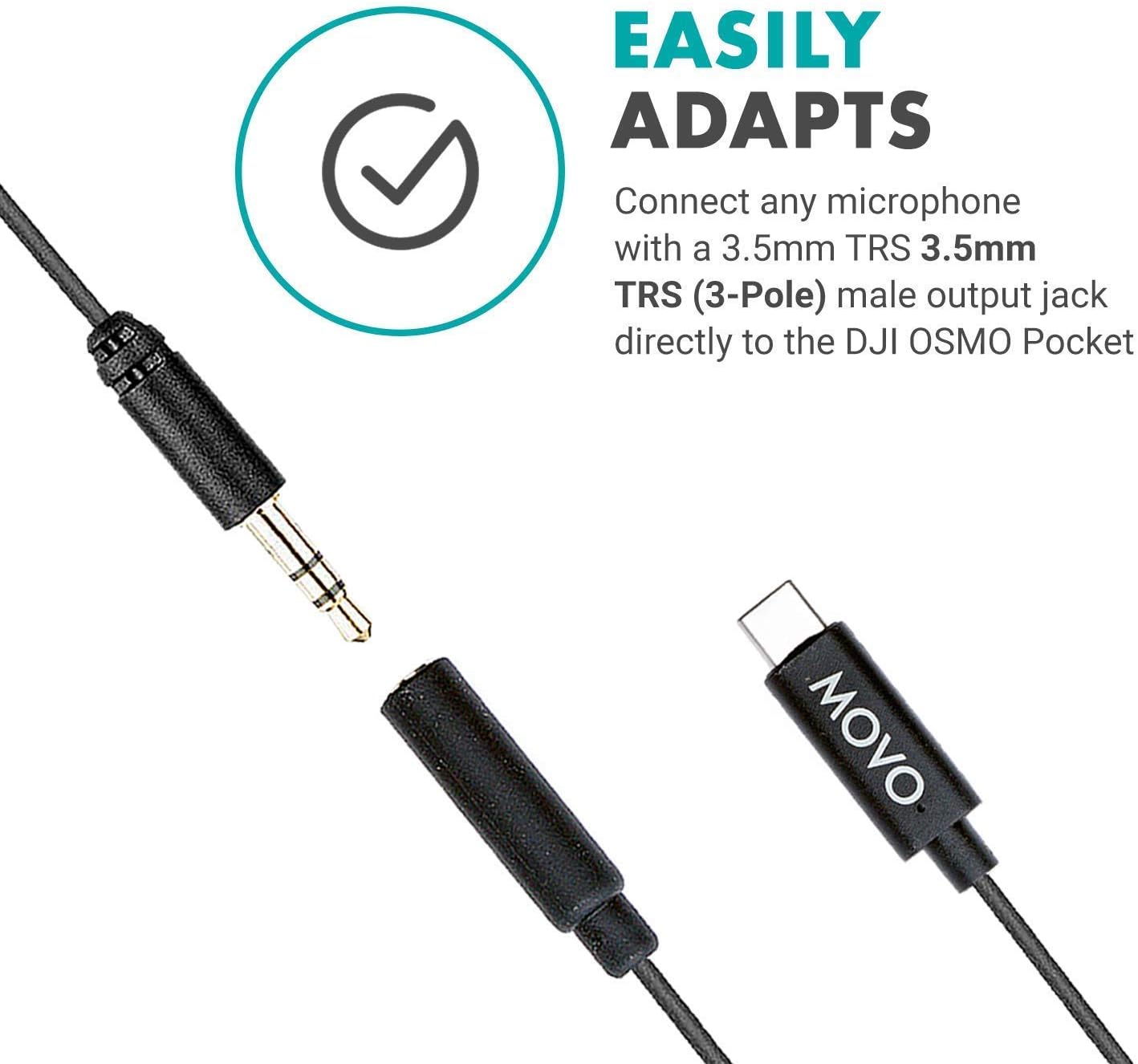 Movo VXR10-PRO Micrófono de video externo para Osmo Pocket, cámara, teléfonos inteligentes, con soporte de choque Rycote Lyre – Micrófono compacto