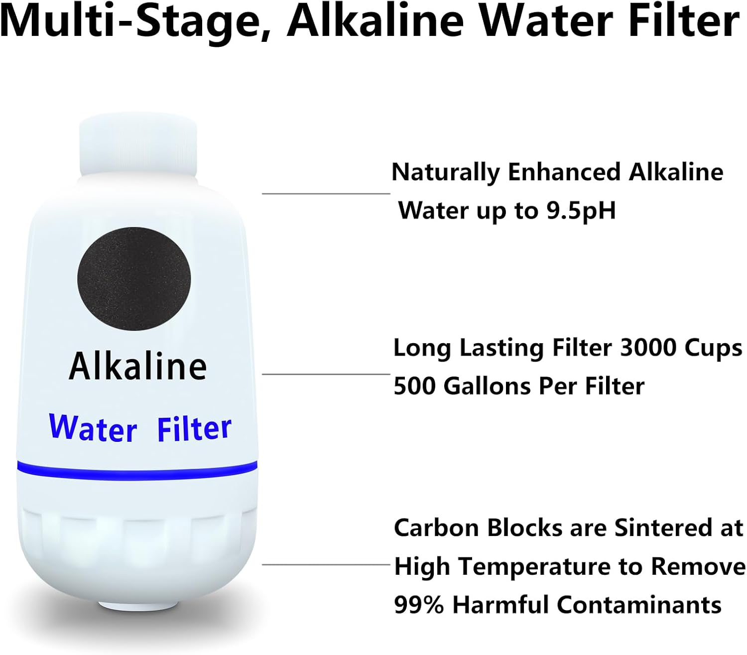 Filtro de agua alcalino, sistema de filtración de agua de recarga de pH por gravedad de encimera, interfaz purificadora compatible con bloques de