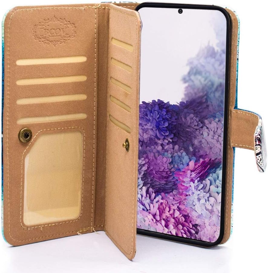 Bcov Funda tipo cartera para Samsung Galaxy S22, Postal de la Torre Eiffel, funda de cuero multifunción para teléfono con múltiples ranuras para