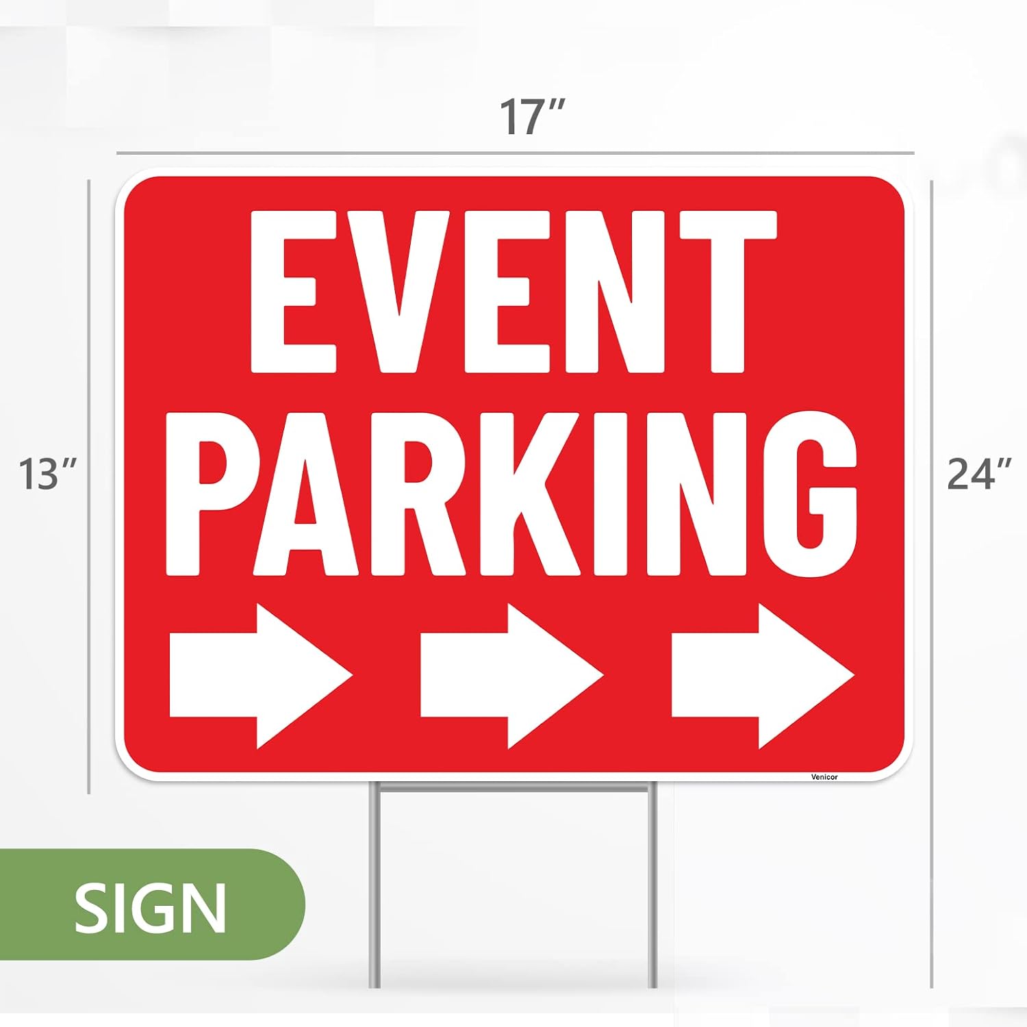 2 letreros de estacionamiento para eventos con estaca, 17 x 13 pulgadas, letreros de doble cara, plástico corrugado, señalización de eventos para