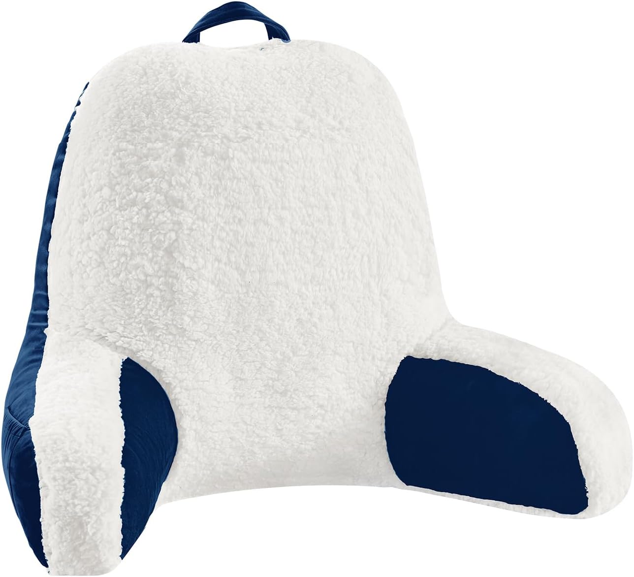 LOVTEX Almohada de lectura con funda extraíble, almohada de espalda para sentarse en la cama con brazos y bolsillos, almohada Sherpa para adultos,